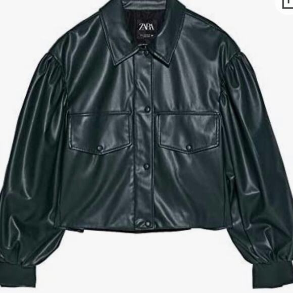 NEW ZARA Cropped Faux Leather Moto Biker Jacket XS - Picture 4 of 6